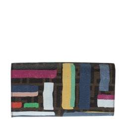 Pre Owned Fendi Multicolor Zucca Coated Canvas Wallet