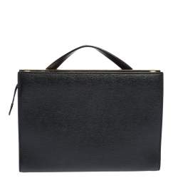 Pre Owned Fendi Black Textured Leather Small Demi Jour Top Handle Bag