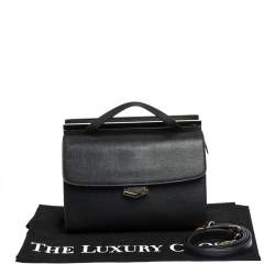 Pre Owned Fendi Black Textured Leather Small Demi Jour Top Handle Bag