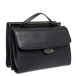 Pre Owned Fendi Black Textured Leather Small Demi Jour Top Handle Bag