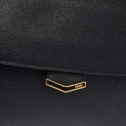 Pre Owned Fendi Black Textured Leather Small Demi Jour Top Handle Bag