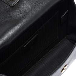 Pre Owned Fendi Black Textured Leather Small Demi Jour Top Handle Bag