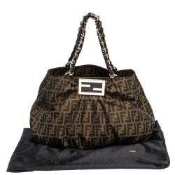 Pre Owned Fendi Tobacco Zucca Canvas and Leather Mia Hobo