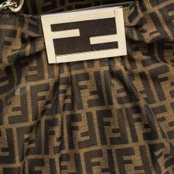 Pre Owned Fendi Tobacco Zucca Canvas and Leather Mia Hobo