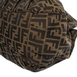 Pre Owned Fendi Tobacco Zucca Canvas and Leather Mia Hobo