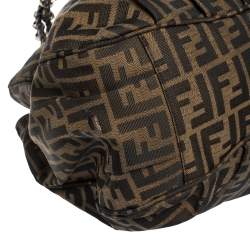 Pre Owned Fendi Tobacco Zucca Canvas and Leather Mia Hobo
