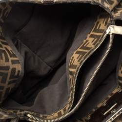 Pre Owned Fendi Tobacco Zucca Canvas and Leather Mia Hobo