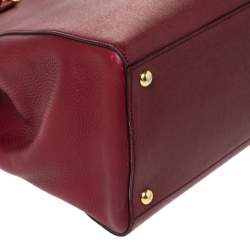 Pre Owned Fendi Red Leather Medium 2Jours Tote