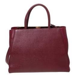 Pre Owned Fendi Red Leather Medium 2Jours Tote