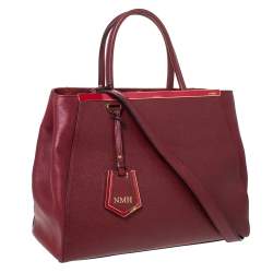 Pre Owned Fendi Red Leather Medium 2Jours Tote