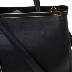 Pre Owned Fendi Black Leather Medium 2Jours Tote 