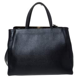 Pre Owned Fendi Black Leather Medium 2Jours Tote 