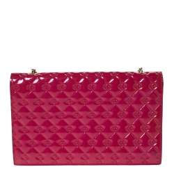 Pre Owned Fendi Magenta Patent Leather Fendilicious Wallet On Chain