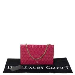 Pre Owned Fendi Magenta Patent Leather Fendilicious Wallet On Chain