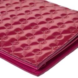 Pre Owned Fendi Magenta Patent Leather Fendilicious Wallet On Chain