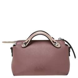 Pre Owned Fendi Antique Rose/Beige Leather Mini By The Way Crossbody Bag