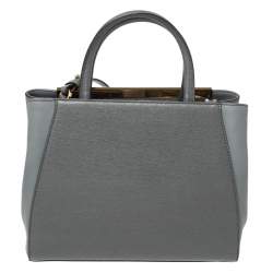 Pre Owned Fendi Grey Saffiano Leather Small 2Jours Tote