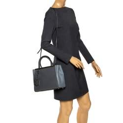 Pre Owned Fendi Grey Saffiano Leather Small 2Jours Tote