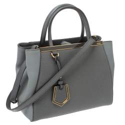 Pre Owned Fendi Grey Saffiano Leather Small 2Jours Tote