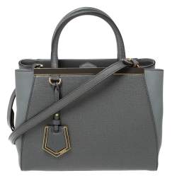 Pre Owned Fendi Grey Saffiano Leather Small 2Jours Tote