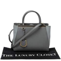 Pre Owned Fendi Grey Saffiano Leather Small 2Jours Tote
