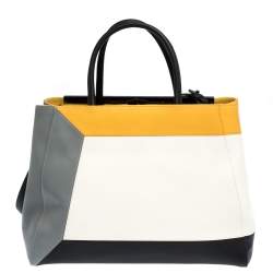 Pre Owned Fendi Multicolor Leather Medium Colorblock 2Jours Tote