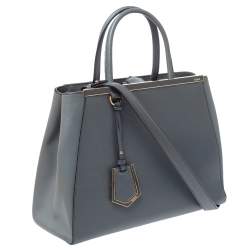 Pre Owned Fendi Grey Leather Medium 2Jours Tote