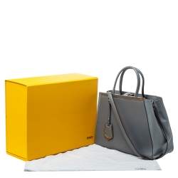 Pre Owned Fendi Grey Leather Medium 2Jours Tote