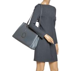 Pre Owned Fendi Grey Leather Medium 2Jours Tote