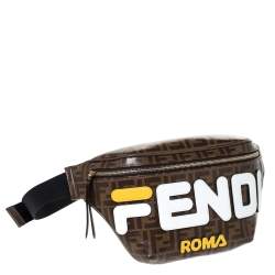 Fendi Brown Zucca Coated Canvas Spalmati Mania Belt Bag