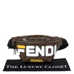 Fendi Brown Zucca Coated Canvas Spalmati Mania Belt Bag
