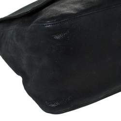 Pre Owned Fendi Black Iridescent Leather Mama Forever Large Flap Shoulder Bag