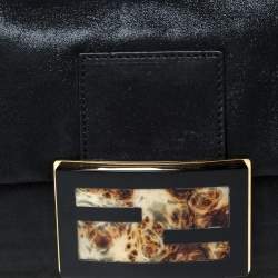 Pre Owned Fendi Black Iridescent Leather Mama Forever Large Flap Shoulder Bag