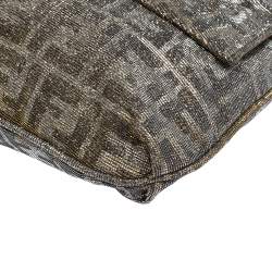 Pre Owned Fendi Gold/Silver Zucca Glitter Jacquard Fabric Mia Flap Bag