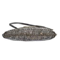 Pre Owned Fendi Gold/Silver Zucca Glitter Jacquard Fabric Mia Flap Bag