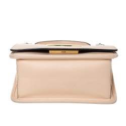 Pre Owned Fendi Beige Leather Small Kan I F Shoulder Bag