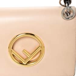 Pre Owned Fendi Beige Leather Small Kan I F Shoulder Bag