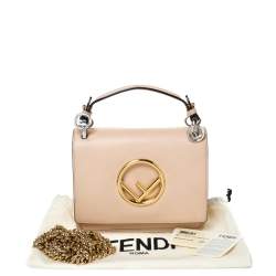 Pre Owned Fendi Beige Leather Small Kan I F Shoulder Bag