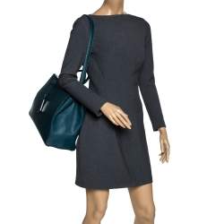 Pre Owned Fendi Dark Green Leather Medium 2Jours Tote