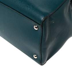 Pre Owned Fendi Dark Green Leather Medium 2Jours Tote