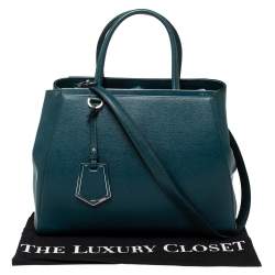 Pre Owned Fendi Dark Green Leather Medium 2Jours Tote