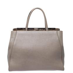 Pre Owned Fendi Beige Leather Medium 2jours Tote