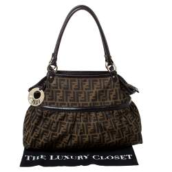 Pre Owned Fendi Tobacco Zucca Canvas and Leather Large Chef Shoulder Bag
