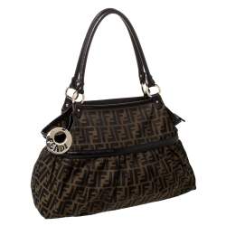 Pre Owned Fendi Tobacco Zucca Canvas and Leather Large Chef Shoulder Bag