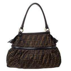 Pre Owned Fendi Tobacco Zucca Canvas and Leather Large Chef Shoulder Bag