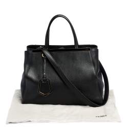 Pre Owned Fendi Black Leather Medium 2Jours Tote 
