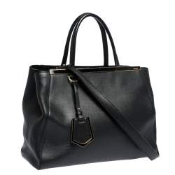Pre Owned Fendi Black Leather Medium 2Jours Tote 