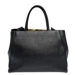 Pre Owned Fendi Black Leather Medium 2Jours Tote 