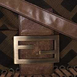 Pre Owned Fendi Tobacco Zucca Canvas and Leather Shoulder Bag