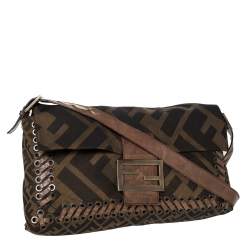 Pre Owned Fendi Tobacco Zucca Canvas and Leather Shoulder Bag